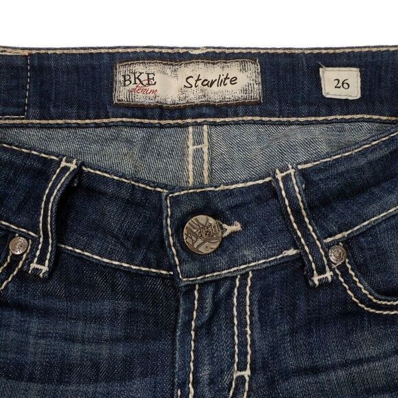 BKE Starlite Jeans 26 Womens Crop Capri Low Rise Blue Denim Stretch 28x19.5 - Picture 12 of 13